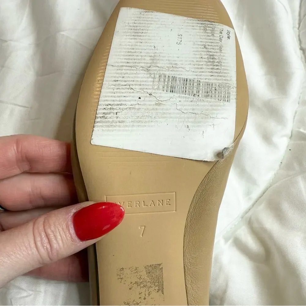 Everlane The Day Heel Light Taupe Sz 7 Block Heel Ballet Inspired NEW w/o Box